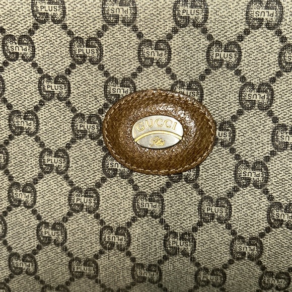 GUCCI GG Plus Monogram Large Leather and Canvas Clutch Bag - Picture 13 of 13